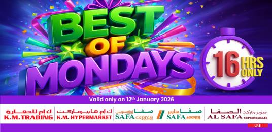 16 Hours Only Best of Mondays Deals at K.M Trading